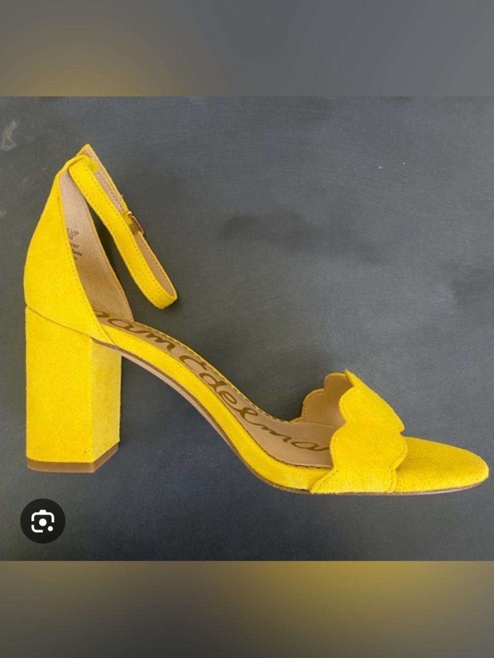 Sam Edelman Bright Yellow Scalloped Block Heel Sandal Size 8